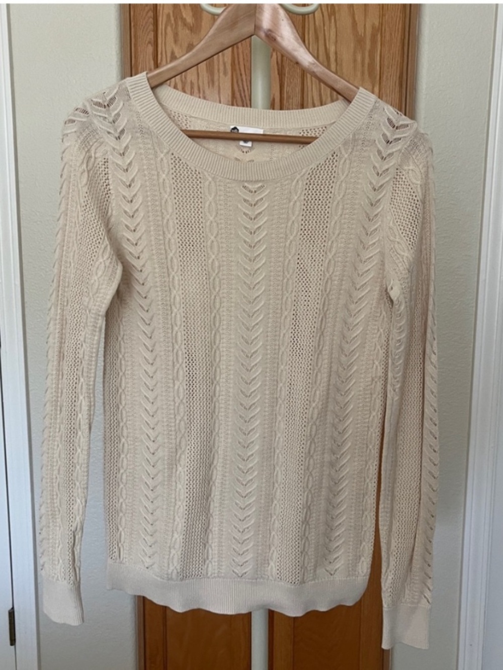 NWOT BP Cotton Cream Cableknit Sweater L